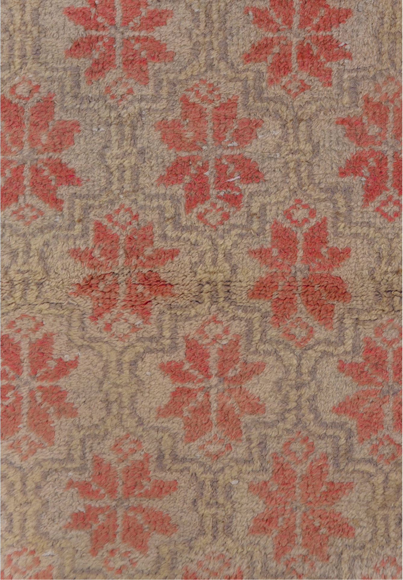 2' x 6' one-of-a-kind handmade vintage Oushak runner rug. Color palette: brown, off-white, orange, pink, red, snow, white