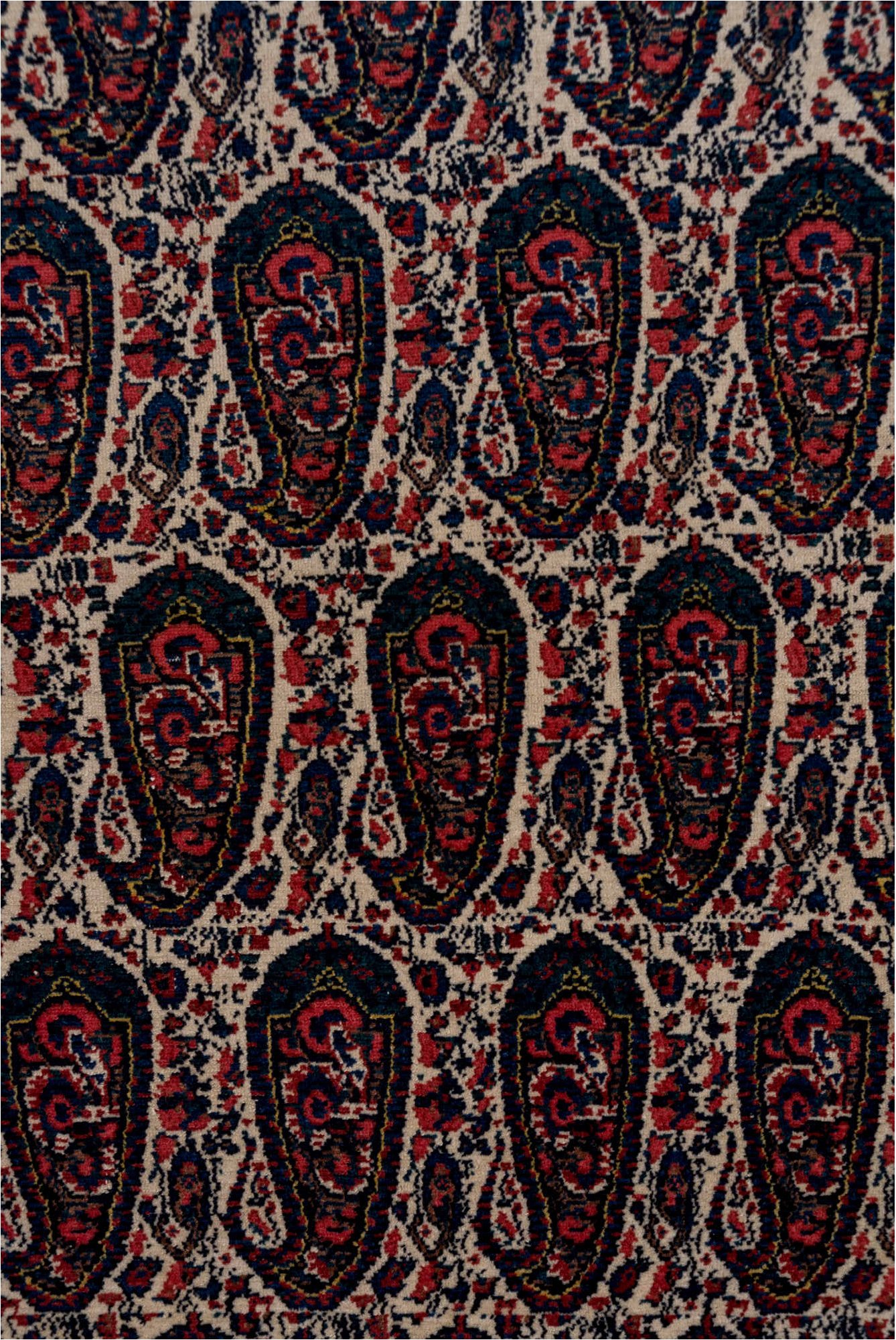 4' x 6' one-of-a-kind handmade vintage Senne small size rug. Color palette: black, blue, brown, gray, light gray, pink, red