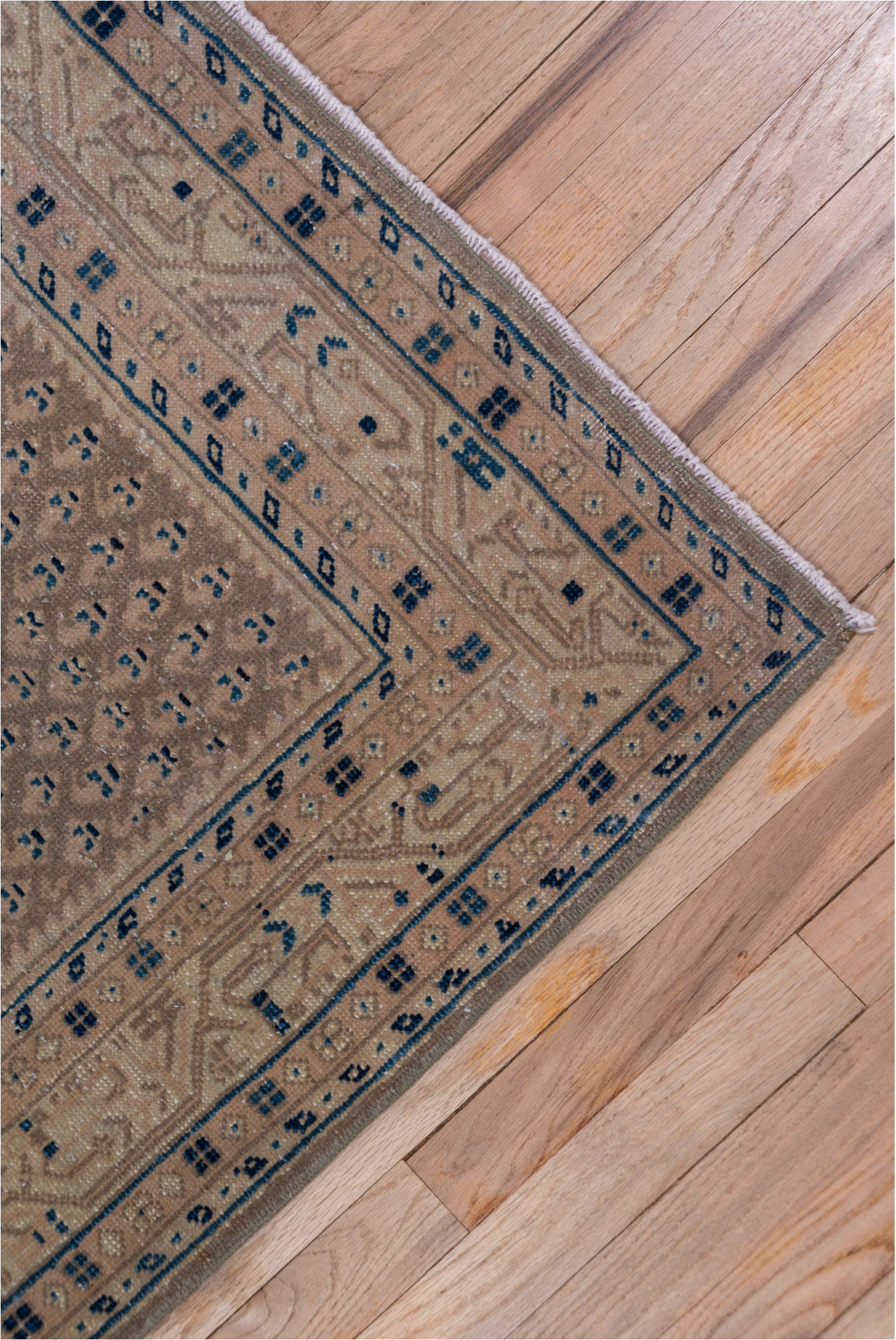 3' x 10' one-of-a-kind handmade vintage Mahal runner rug. Color palette: arapawa, black, blue, brown, dark gray, dim gray