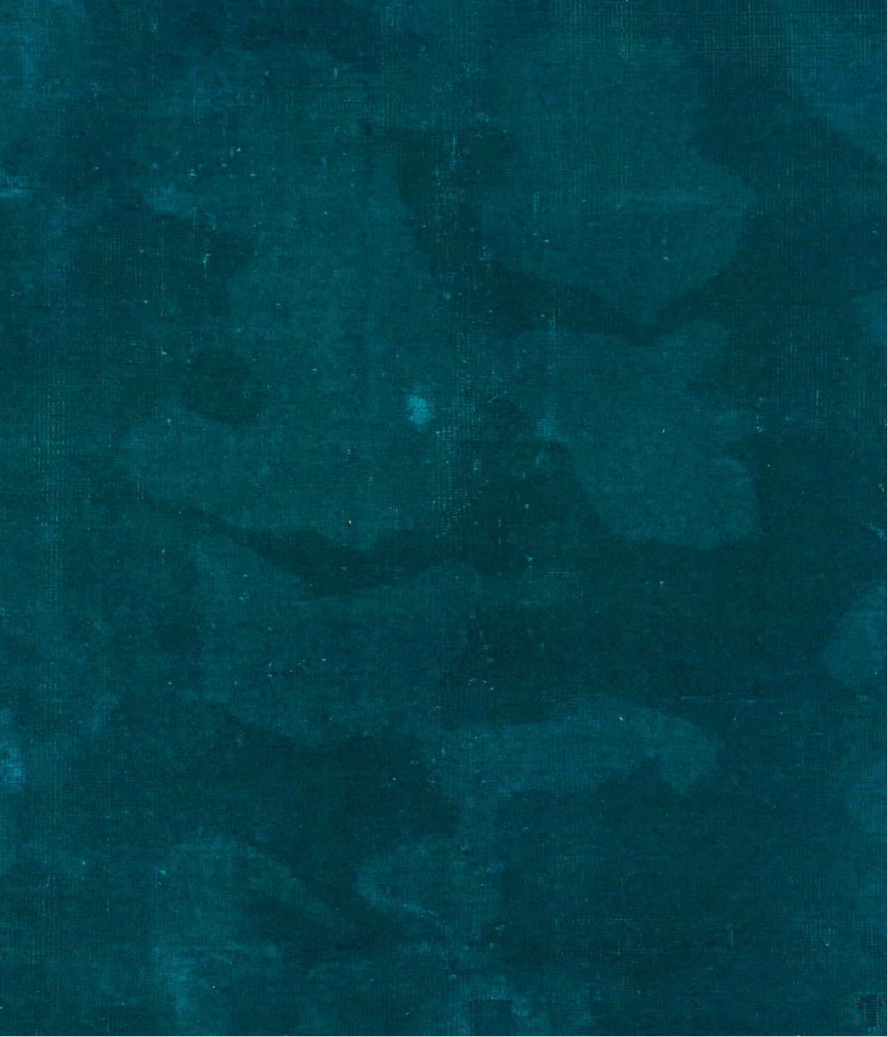 5' x 6' one-of-a-kind handmade vintage Overdyed rug. Color palette: blue, dark gray, gray, green, light gray, off-white