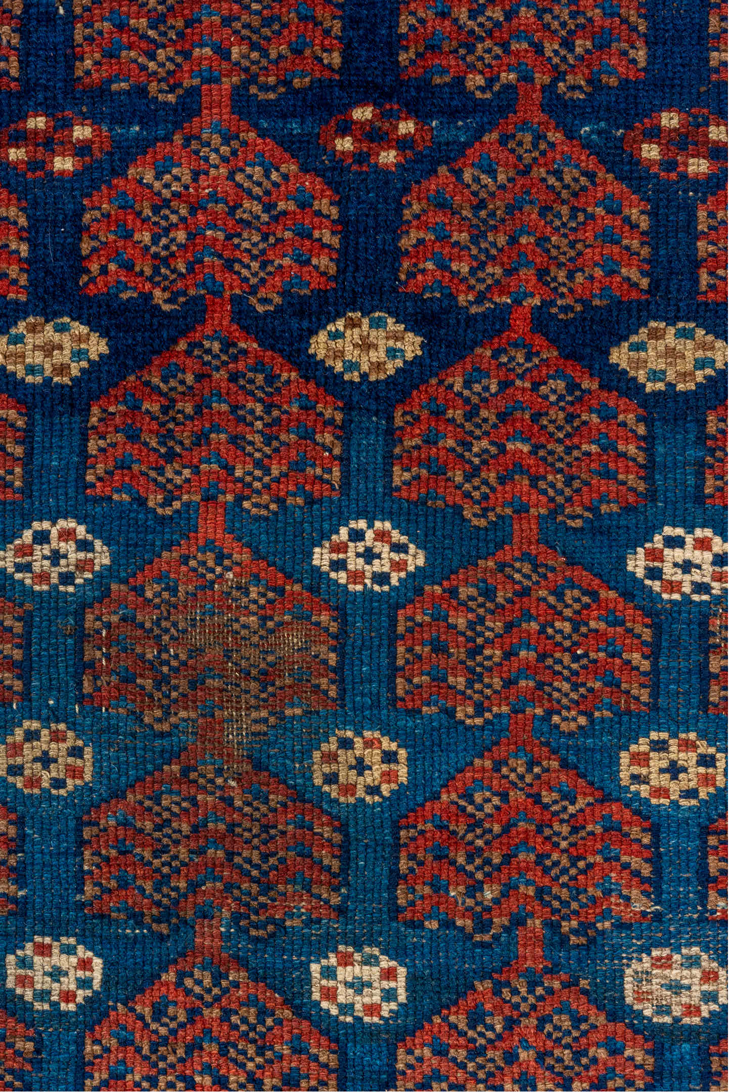 5' x 8' one-of-a-kind handmade vintage Kurd medium size rug. Color palette: brown, gray, red, blue, pink, dim gray