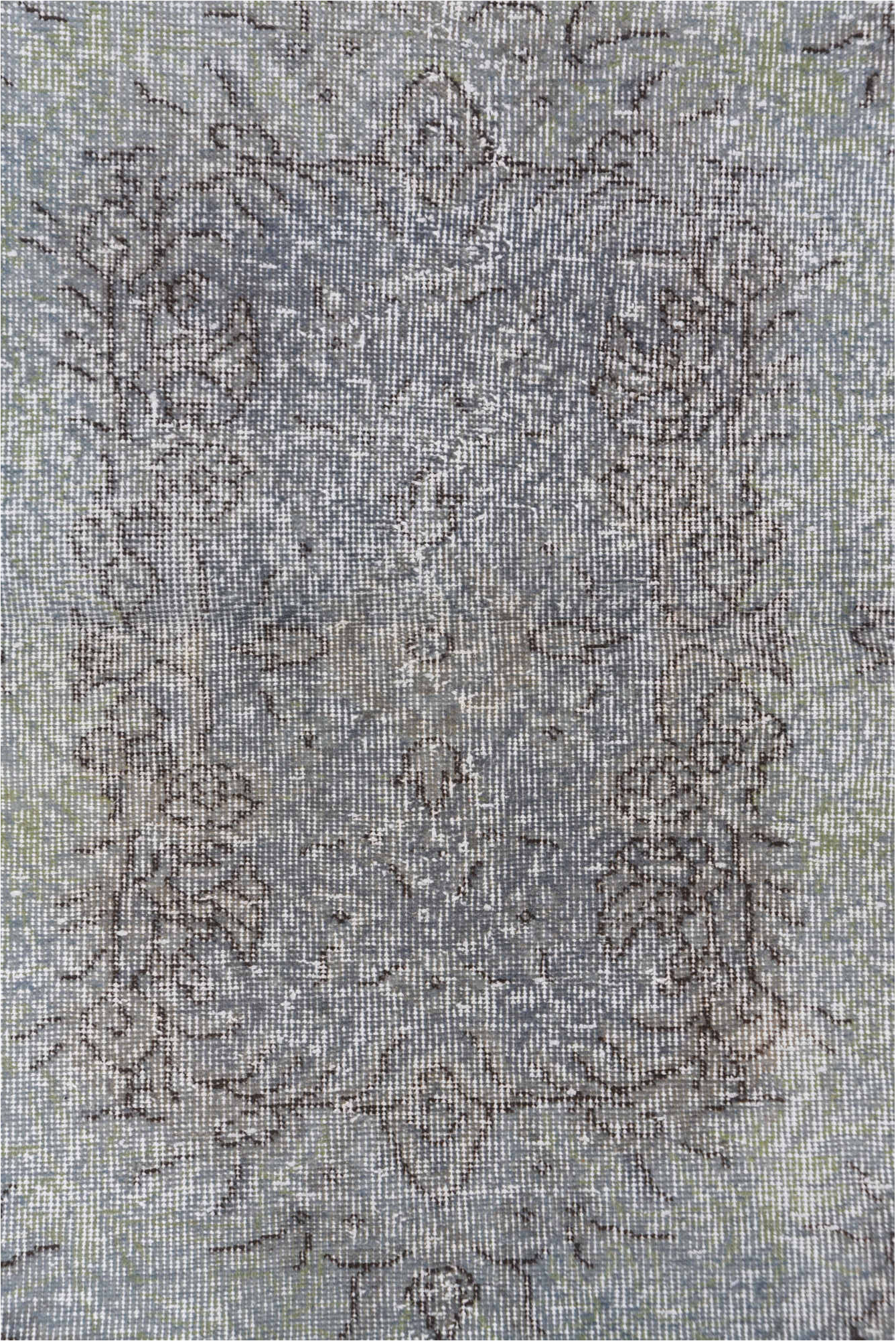 3' x 6' one-of-a-kind handmade vintage Oushak small size rug. Color palette: dark gray, dim gray, gainsboro, gray