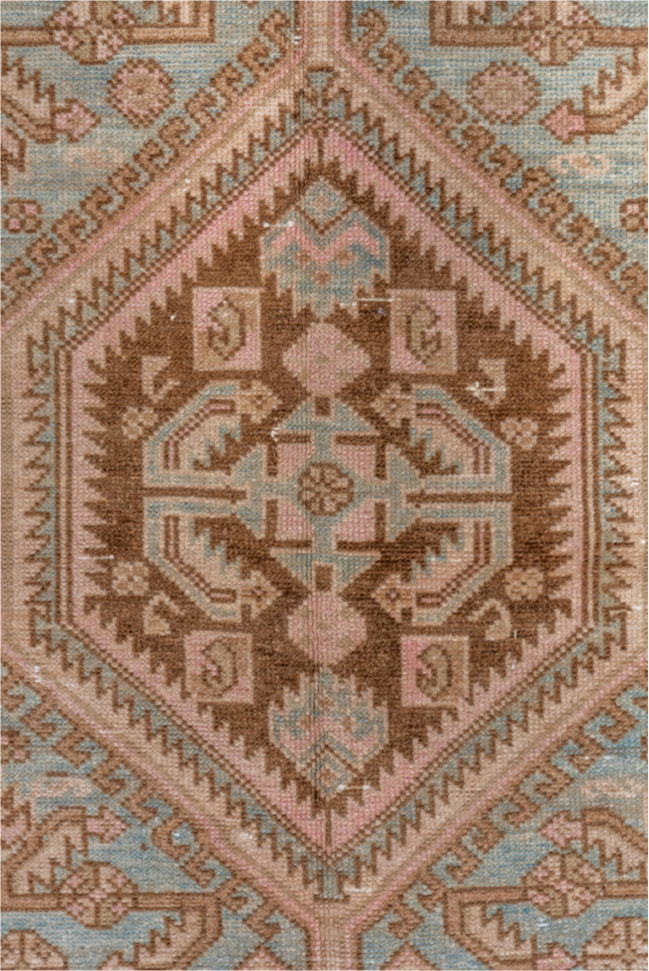 4' x 6' one-of-a-kind handmade vintage Malayer small size rug. Color palette: brown, gray, light gray, off-white, pink