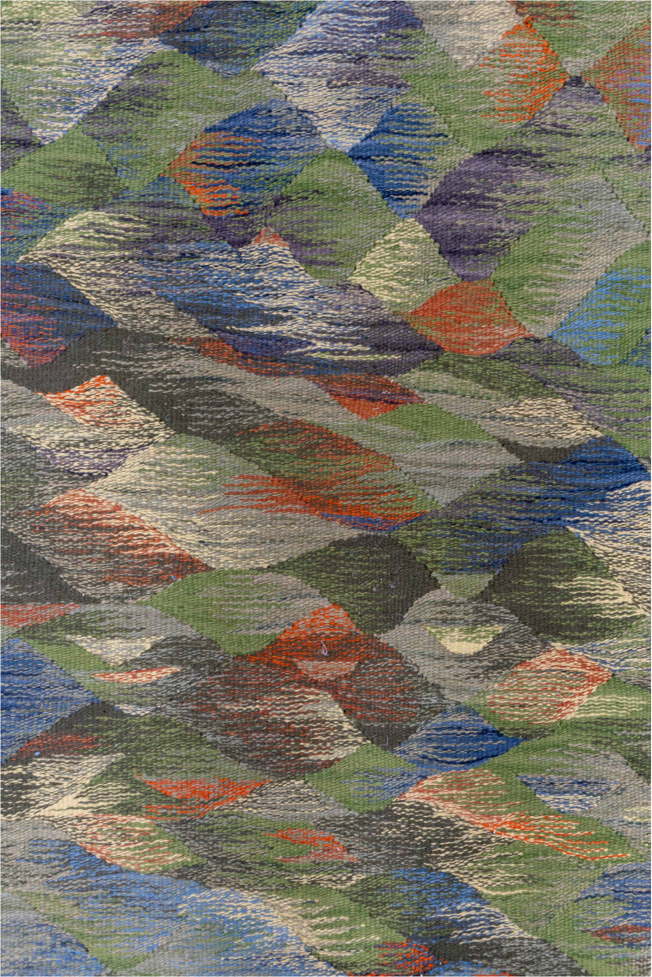 2' x 4' one-of-a-kind handmade vintage Kilim small size rug. Color palette: black, blue, brown, dim gray, fiord, gray