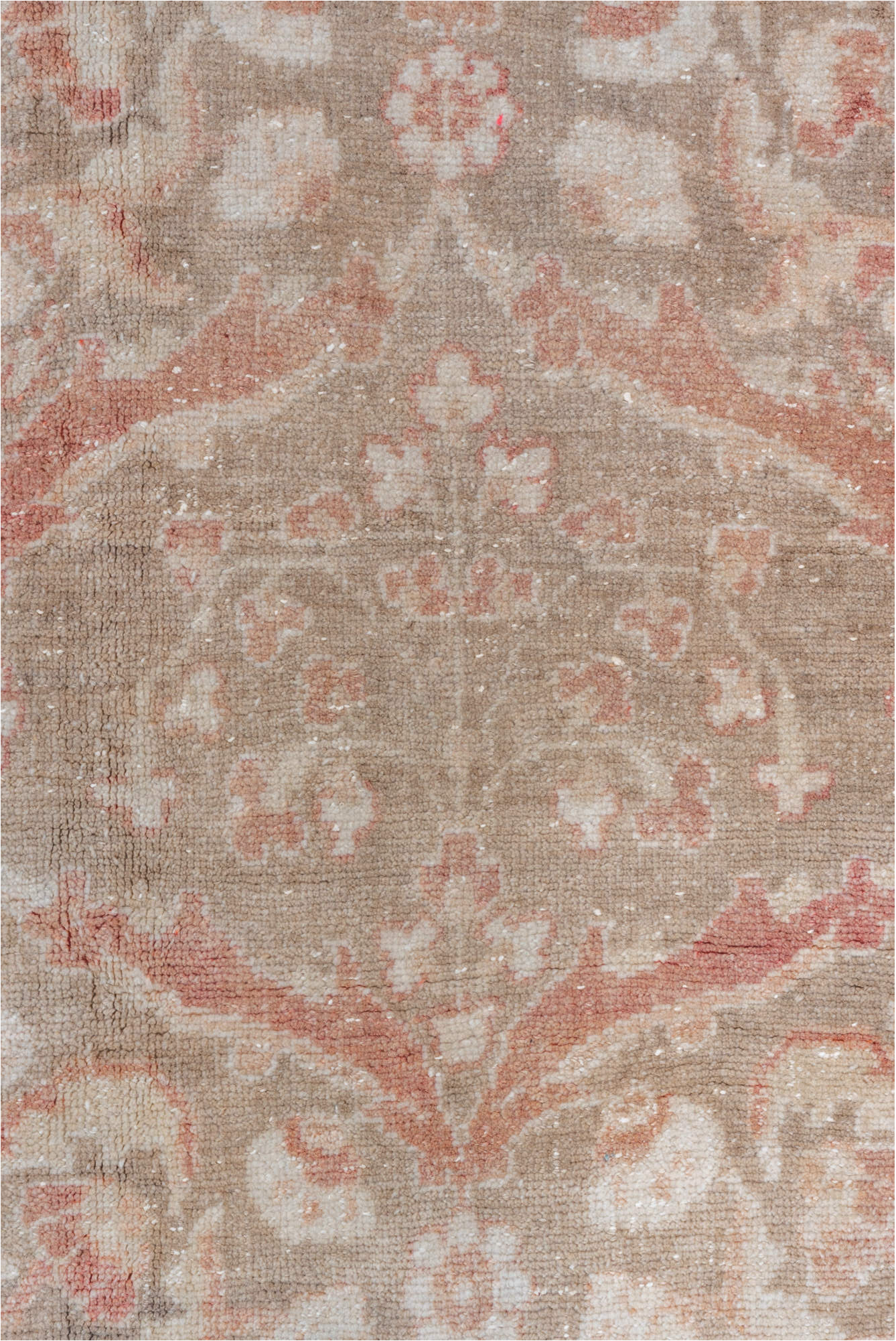 6' x 11' one-of-a-kind handmade vintage Oushak large size rug. Color palette: gainsboro, gray, light gray, off-white, pink
