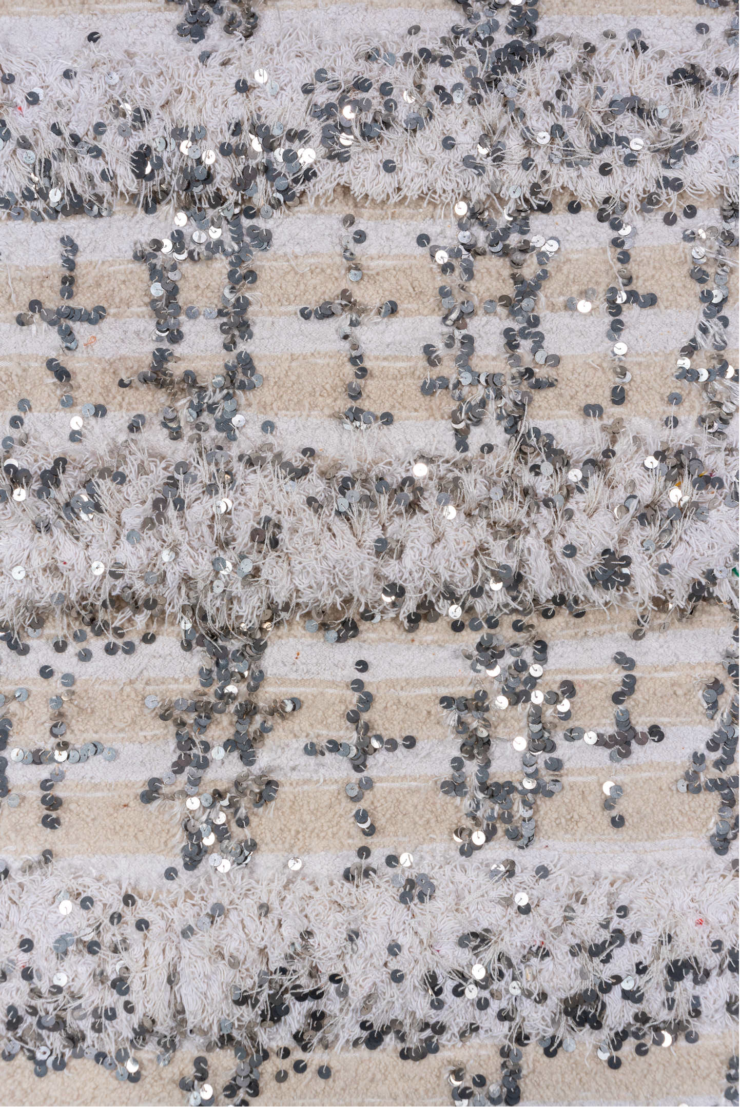 4' x 6' one-of-a-kind handmade vintage  small size rug. Color palette: gray, light gray, off-white, pink, gainsboro