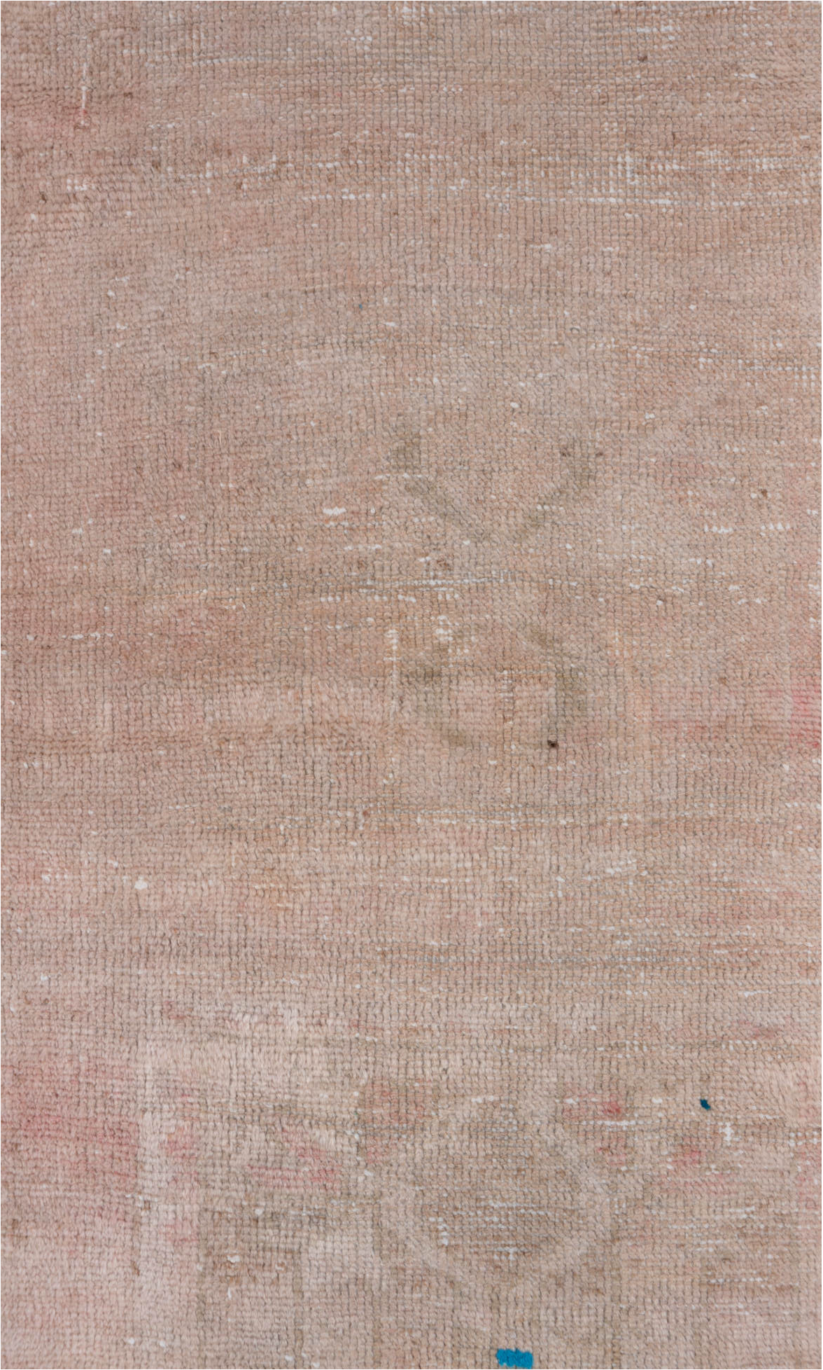 2' x 5' one-of-a-kind handmade vintage Oushak small size rug. Color palette: brown, gray, light gray, off-white, pink, snow