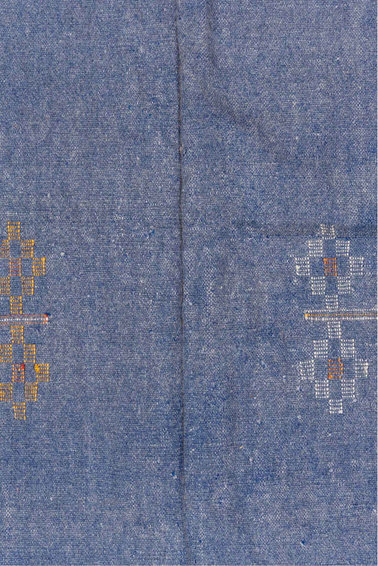 5' x 8' one-of-a-kind handmade vintage Cactus Kilim medium size rug. Color palette: gray, blue, light gray, off-white