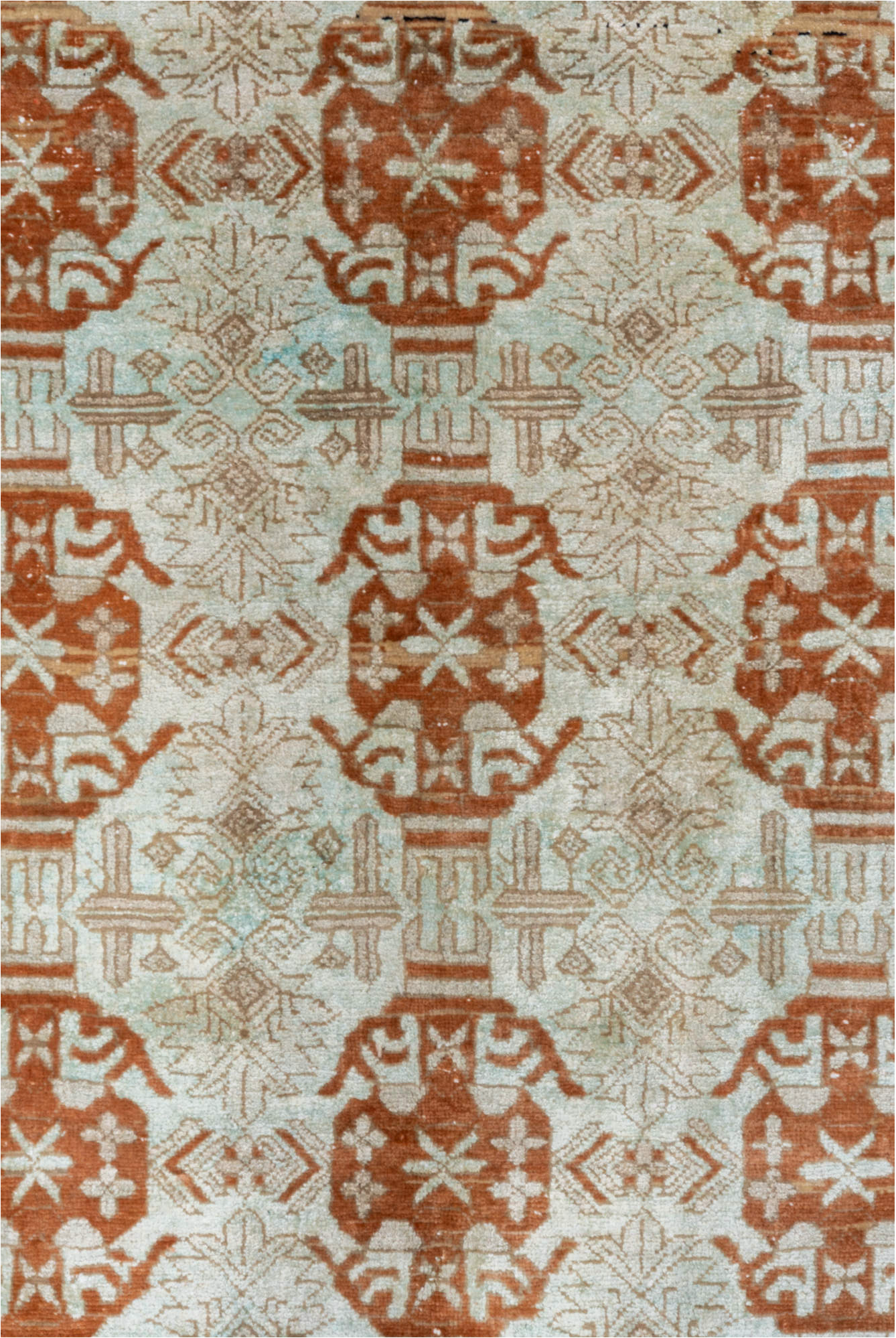 3' x 5' one-of-a-kind handmade vintage Kaisary small size rug. Color palette: brown, gray, light gray, off-white