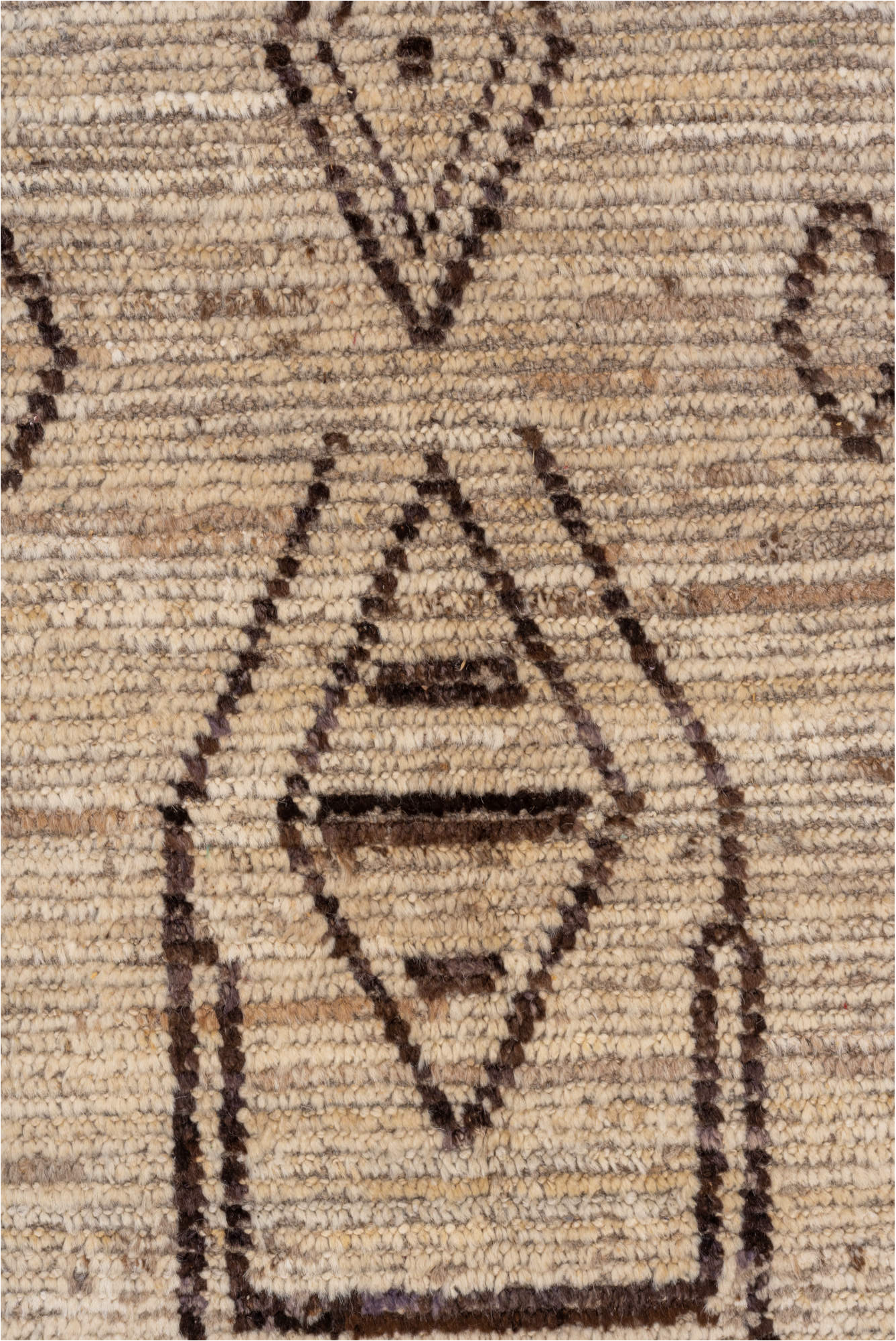 9' x 11' one-of-a-kind handmade vintage Tulu large size rug. Color palette: brown, off-white, gray, pink, light gray, black