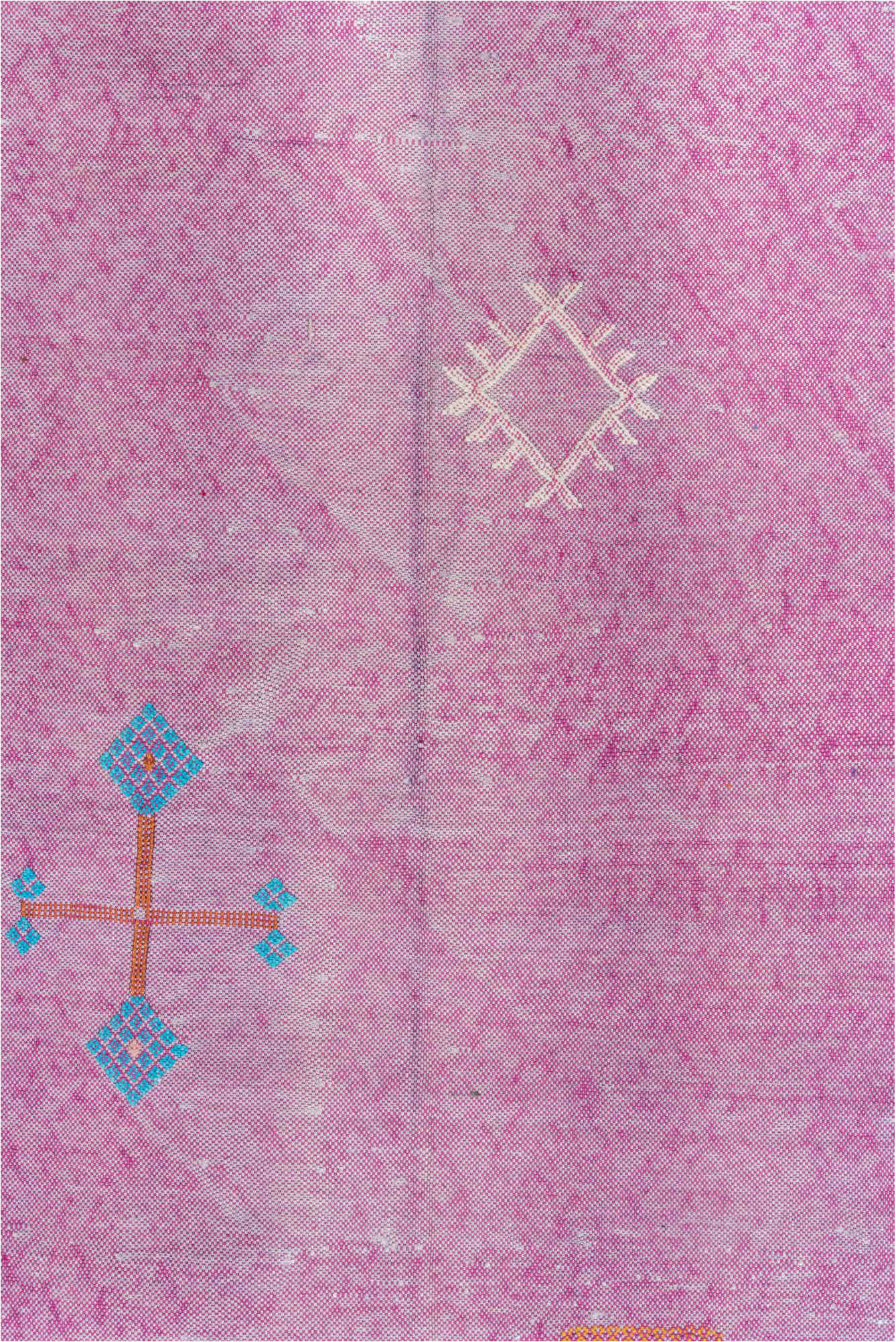 4' x 8' one-of-a-kind handmade vintage Cactus Kilim rug. Color palette: pink