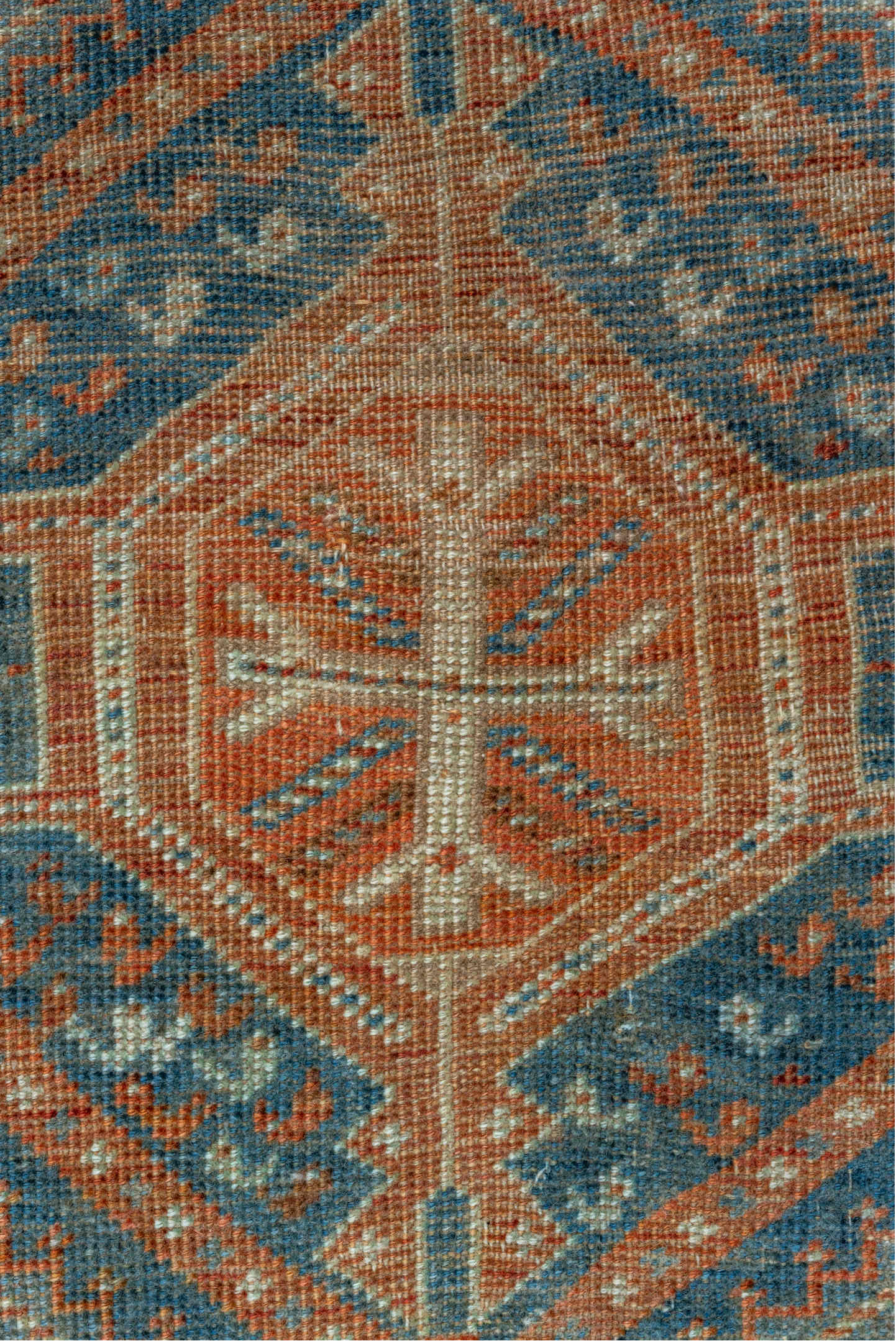 7' x 10' one-of-a-kind handmade vintage Shiraz large size rug. Color palette: pink, gray, light gray, blue, brown, off-white