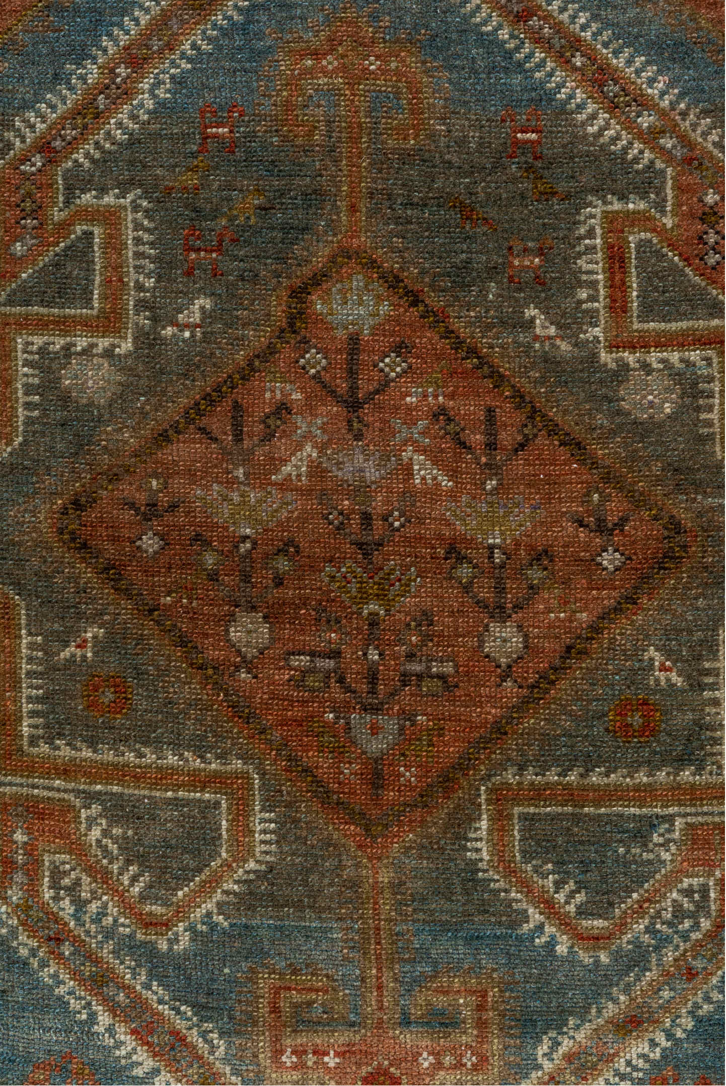 2' x 14' one-of-a-kind handmade vintage Malayer runner rug. Color palette: brown, gray, black, off-white, white, snow