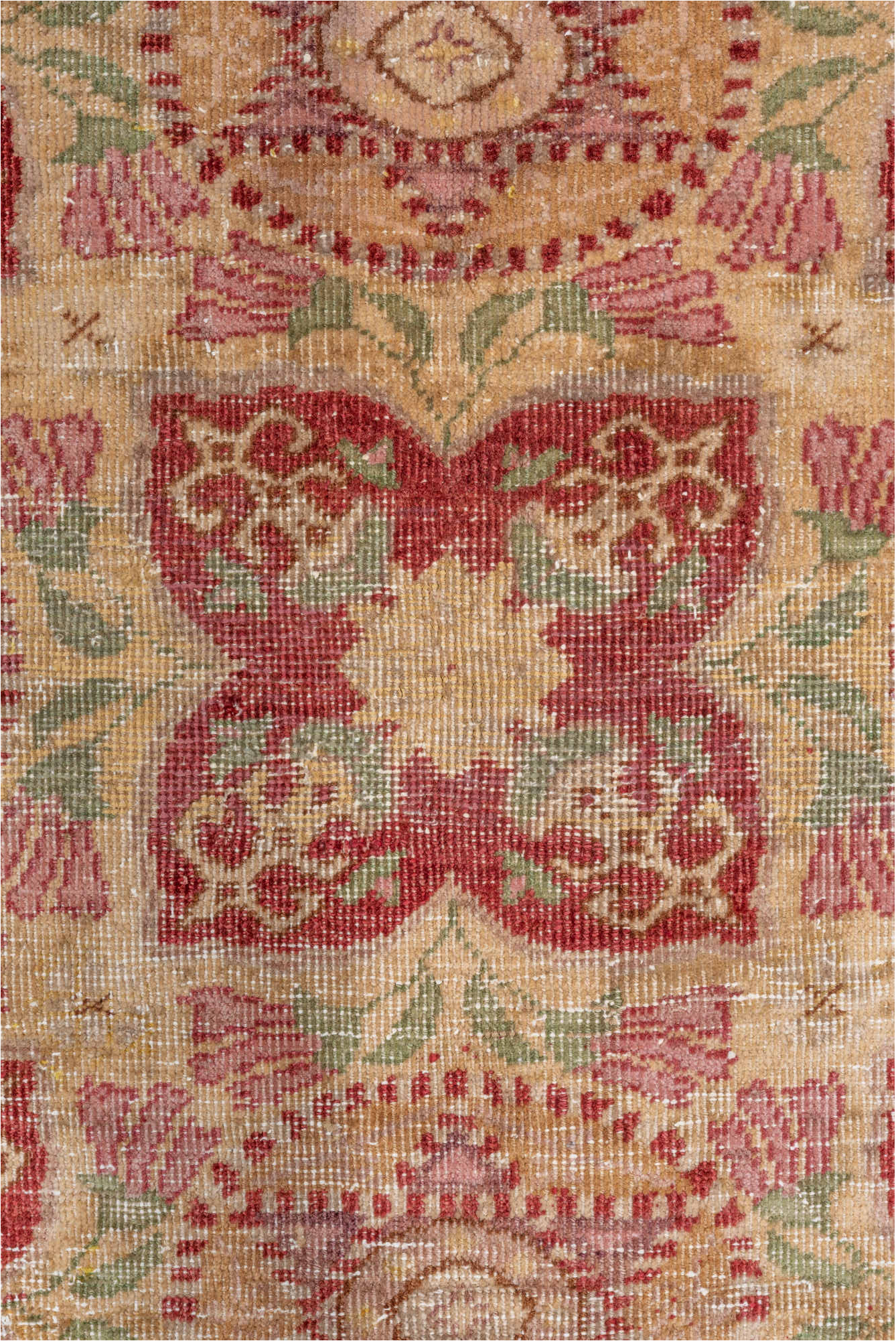 7' x 11' one-of-a-kind handmade vintage Oushak large size rug. Color palette: brown, gray, light gray, off-white, orange