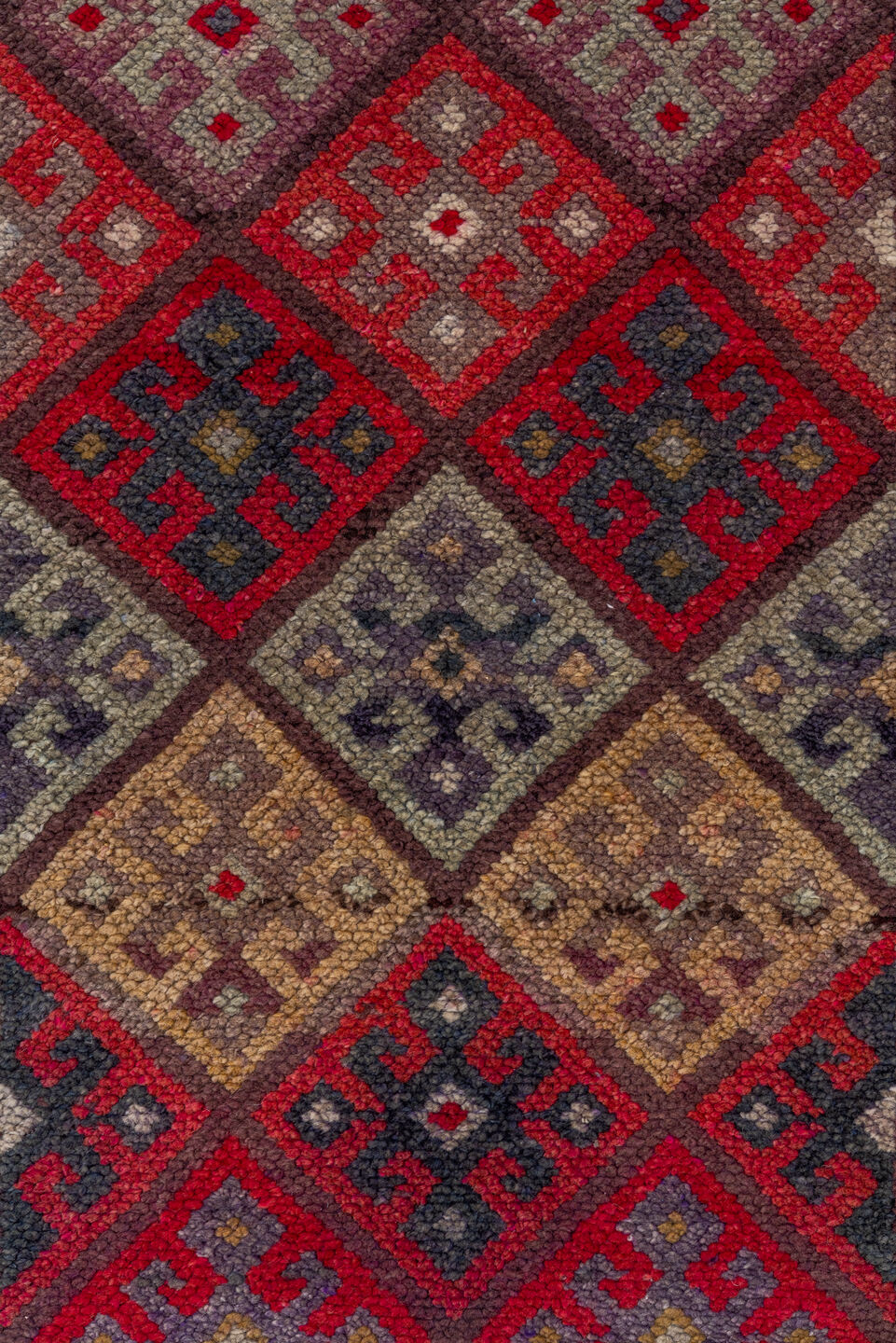 2' x 10' one-of-a-kind handmade vintage Oushak runner rug. Color palette: pink, brown, red, gray, burgundy, redwood