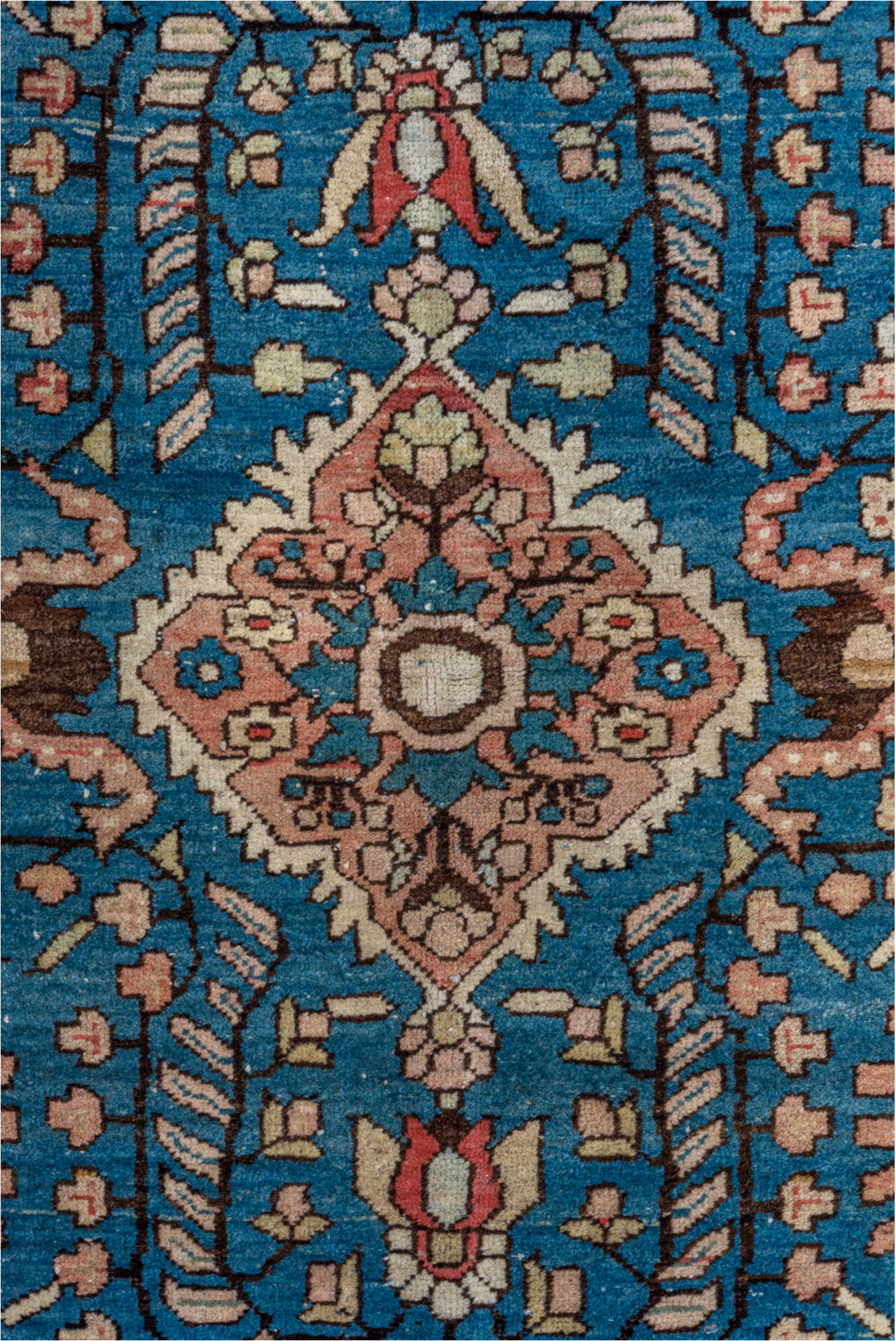4' x 6' one-of-a-kind handmade vintage Sarouk small size rug. Color palette: arapawa, black, blue, brown, gray, pink
