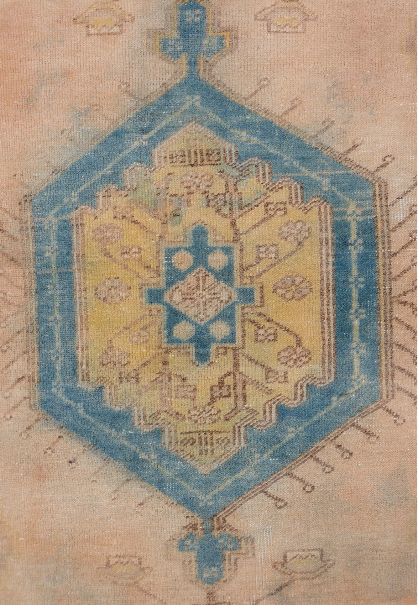 3' x 6' one-of-a-kind handmade vintage Sarab small size rug. Color palette: brown, gray, light gray, off-white, orange, pink