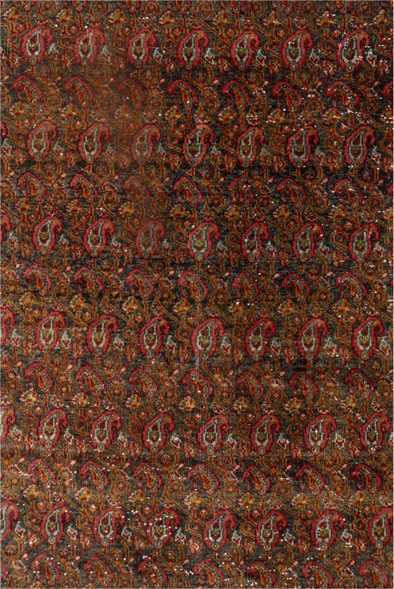 4' x 6' one-of-a-kind handmade vintage Sarouk small size rug. Color palette: brown, gray, pink