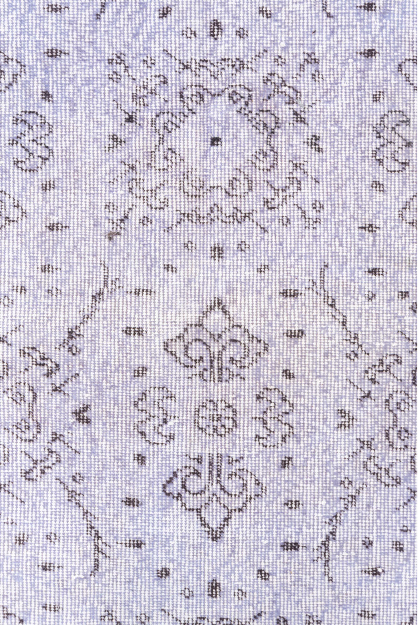 2' x 6' one-of-a-kind handmade vintage Overdyed runner rug. Color palette: gainsboro, gray, lavender blush, light gray