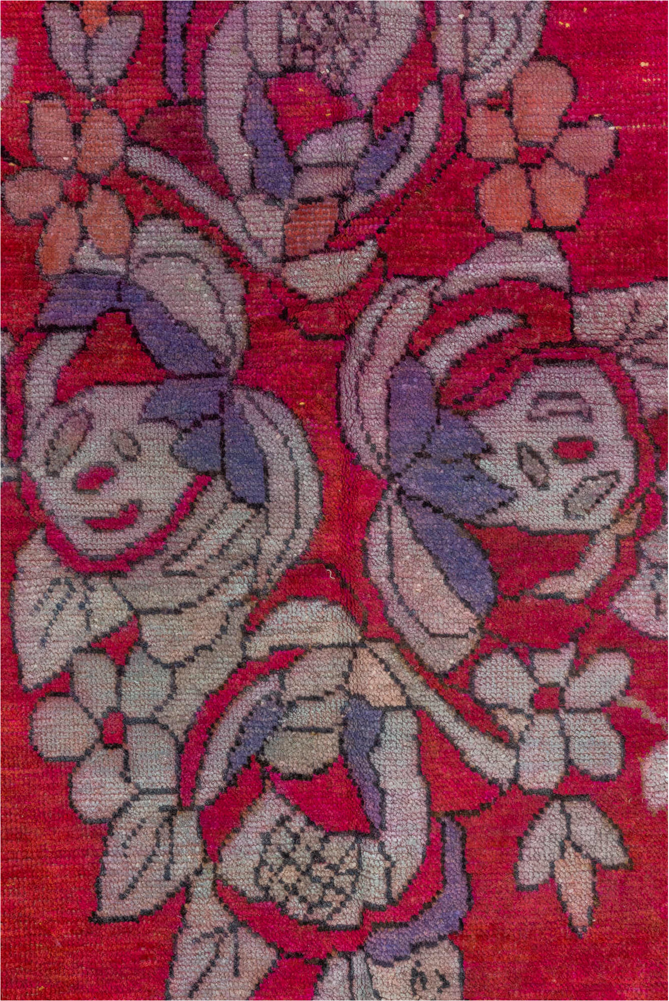 5' x 10' one-of-a-kind handmade vintage Khotan medium size rug. Color palette: blue, brown, gray, pink, red