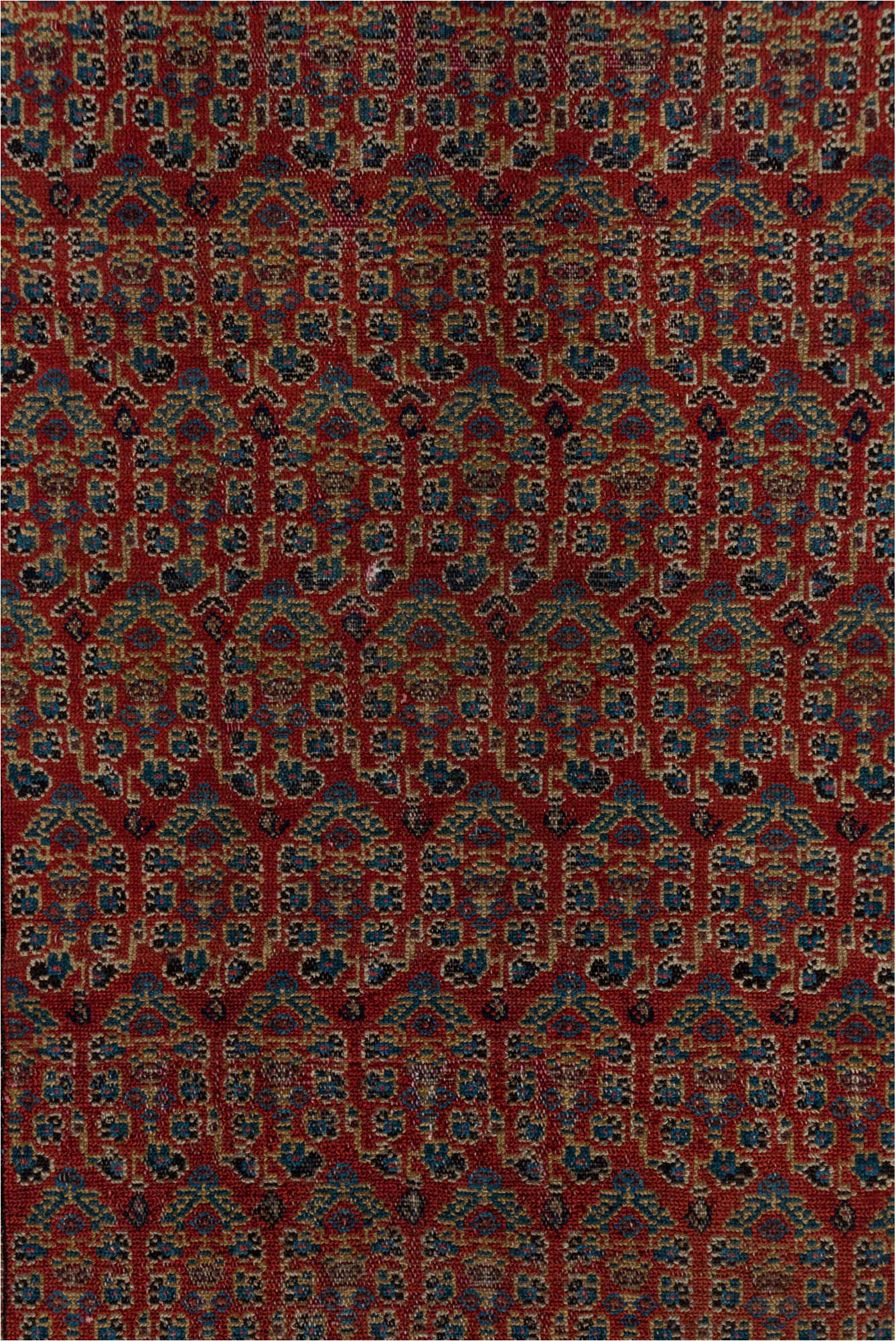 2' x 11' one-of-a-kind handmade vintage Malayer runner rug. Color palette: brown, off-white, pink, red, snow, white