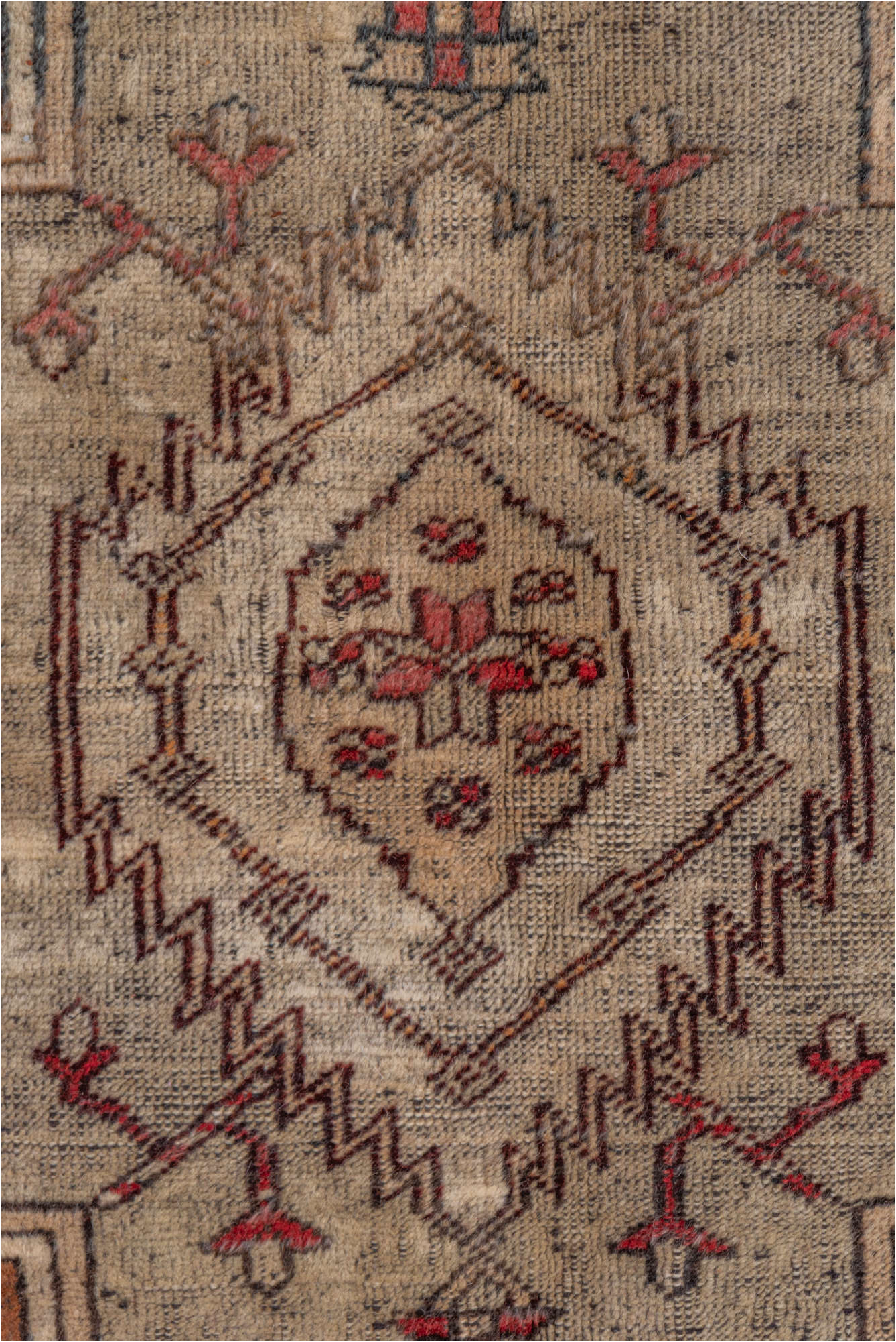 6' x 9' one-of-a-kind handmade vintage Oushak medium size rug. Color palette: brown, gray, pink