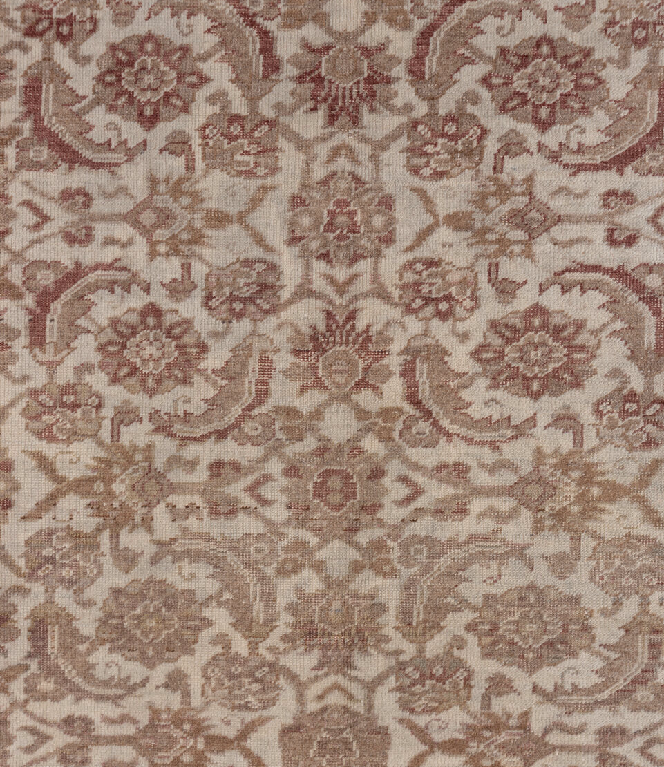 6' x 9' one-of-a-kind handmade vintage Kaisary medium size rug. Color palette: gray, light gray, brown, pink, off-white