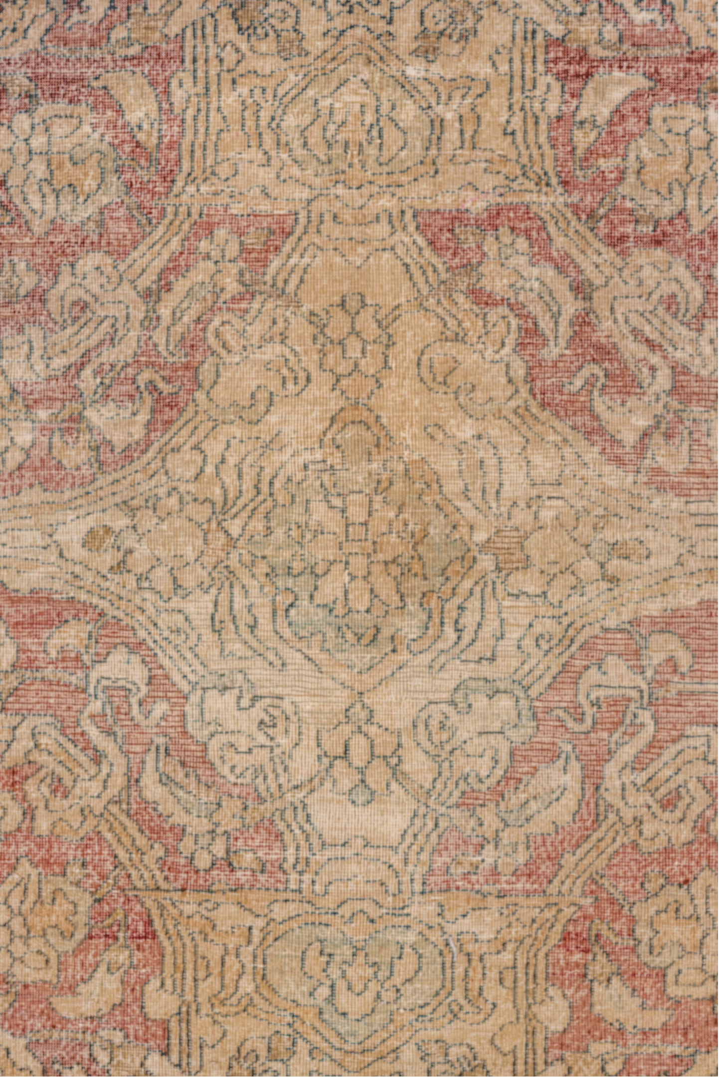 11' x 15' one-of-a-kind handmade vintage Isfahan oversize rug. Color palette: gray, brown, off-white, pink, orange, red