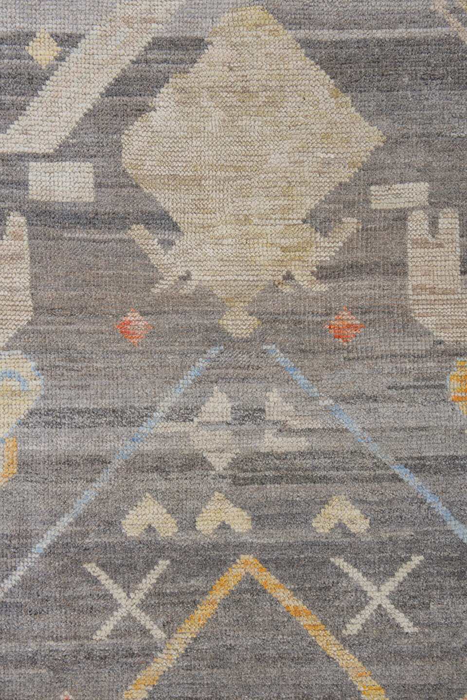 10' x 14' one-of-a-kind handmade vintage Tulu large size rug. Color palette: brown, burlywood, dim gray, gray, light gray