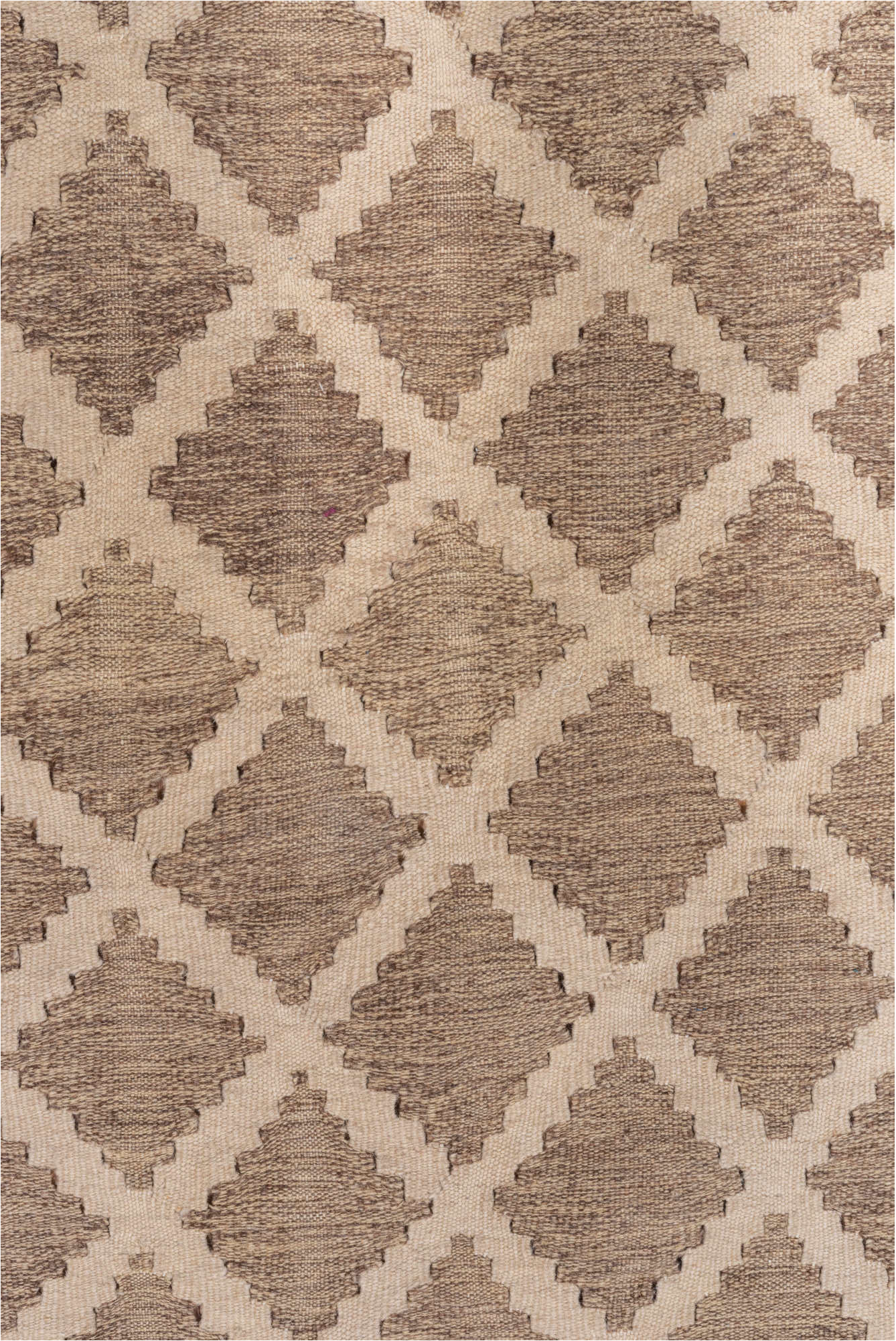 3' x 5' one-of-a-kind handmade vintage Kilim small size rug. Color palette: brown, gray, light gray, off-white, orange, pink