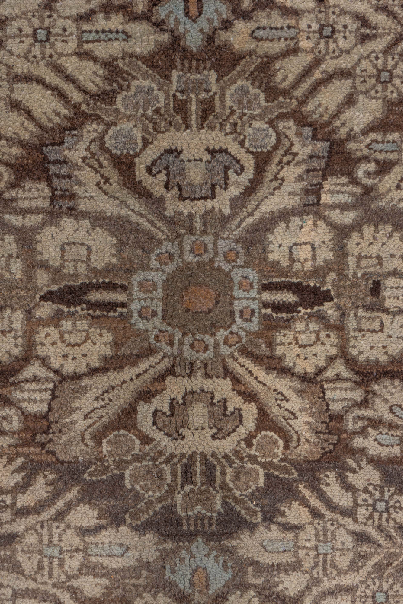 7' x 10' one-of-a-kind handmade vintage Malayer large size rug. Color palette: brown, gray, light gray