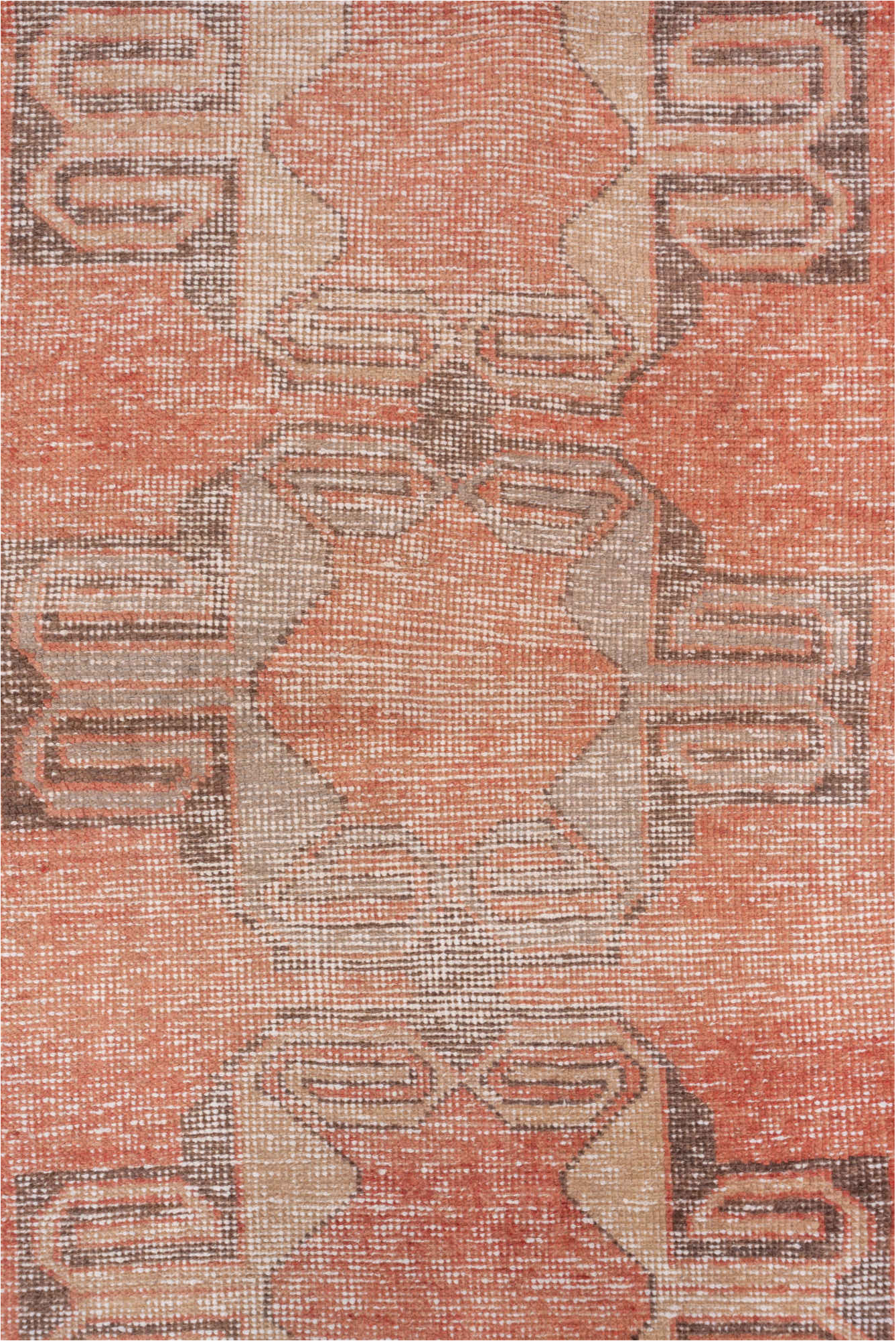 3' x 8' one-of-a-kind handmade vintage Oushak runner rug. Color palette: brown, gray, light gray, off-white, pink, snow