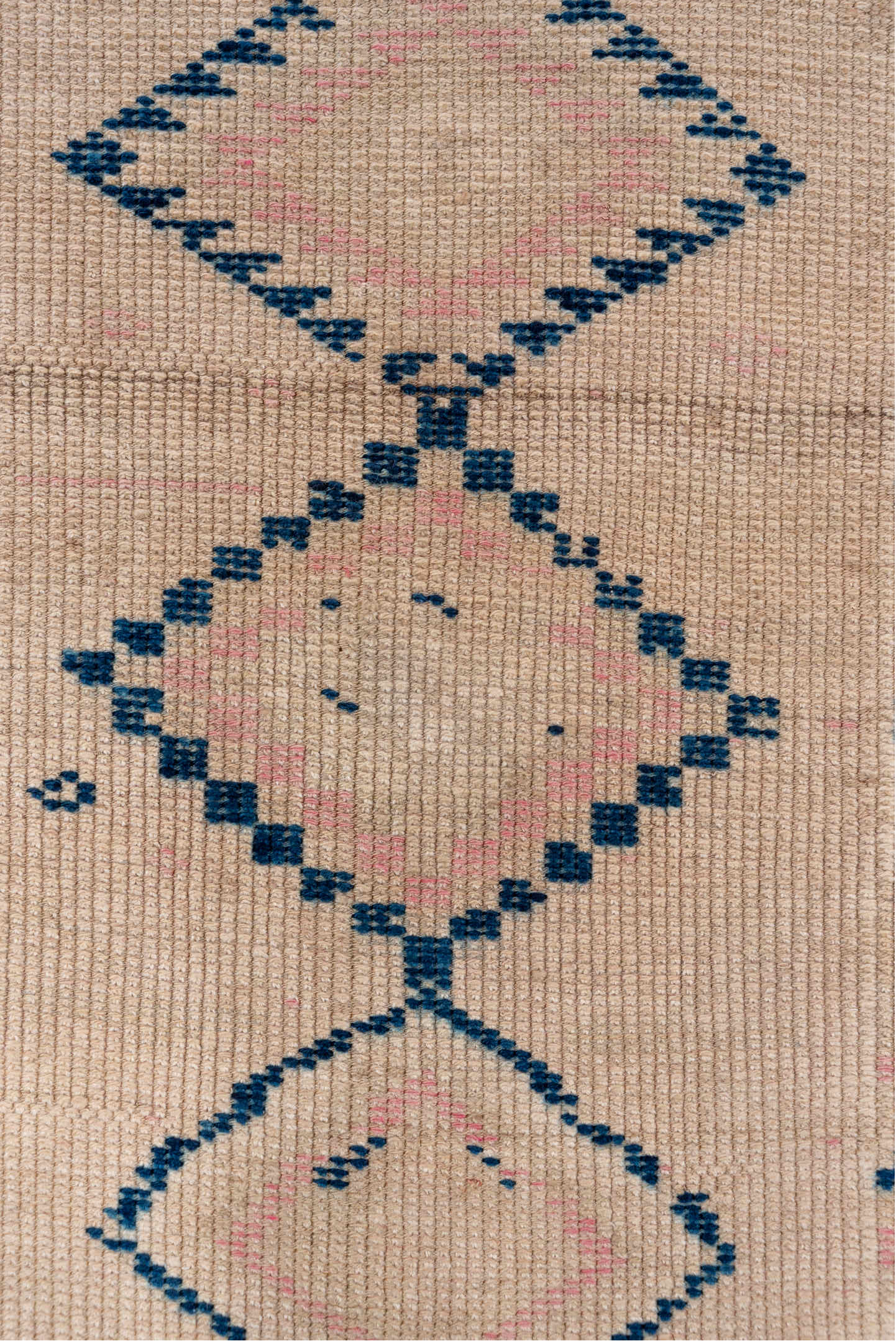 2' x 11' one-of-a-kind handmade vintage Oushak runner rug. Color palette: blue, brown, dark gray, gray, light gray